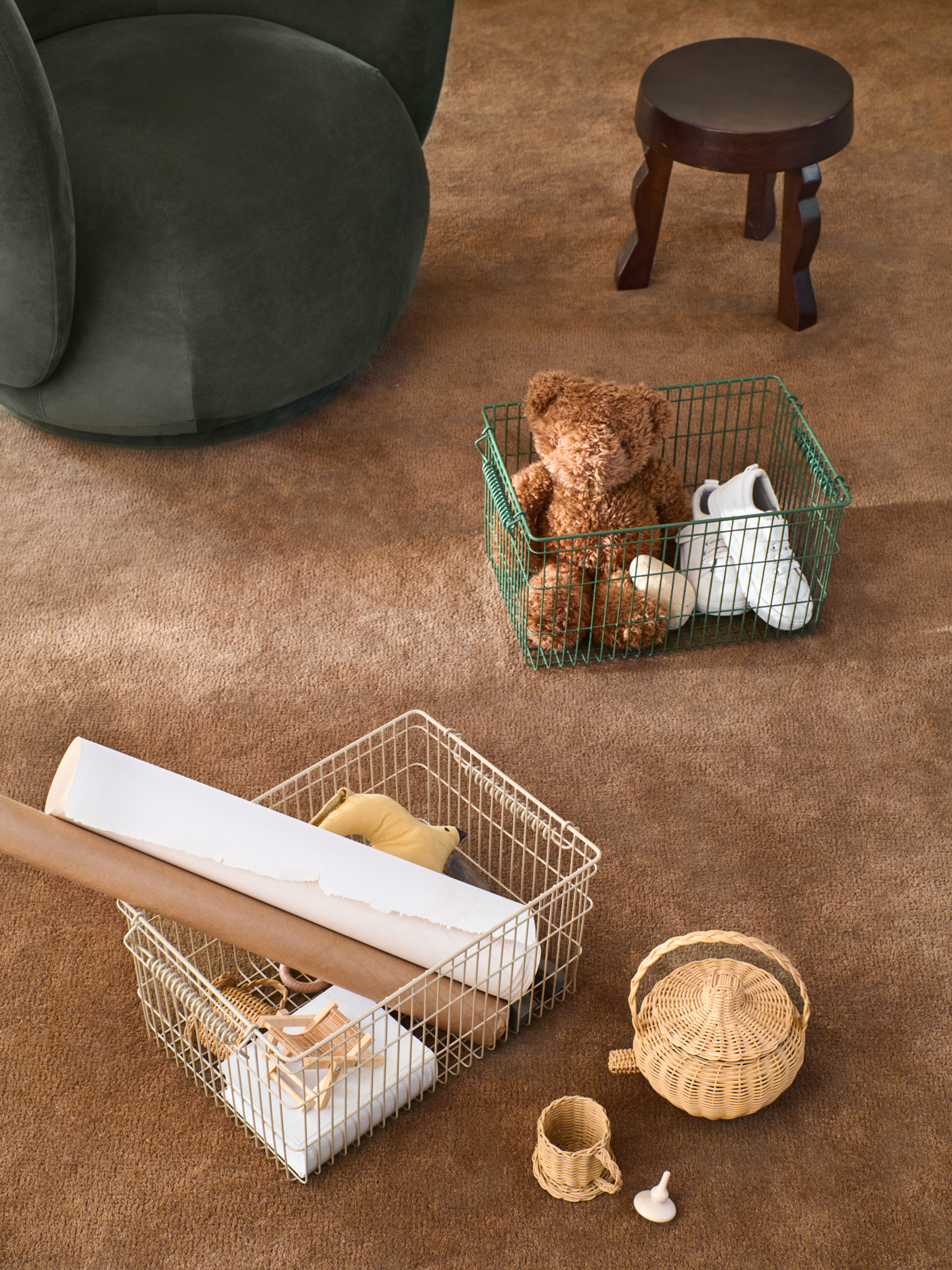 Сітчасті кошики для зберігання Cala колір кашемір від Ferm Living набір з двох штук