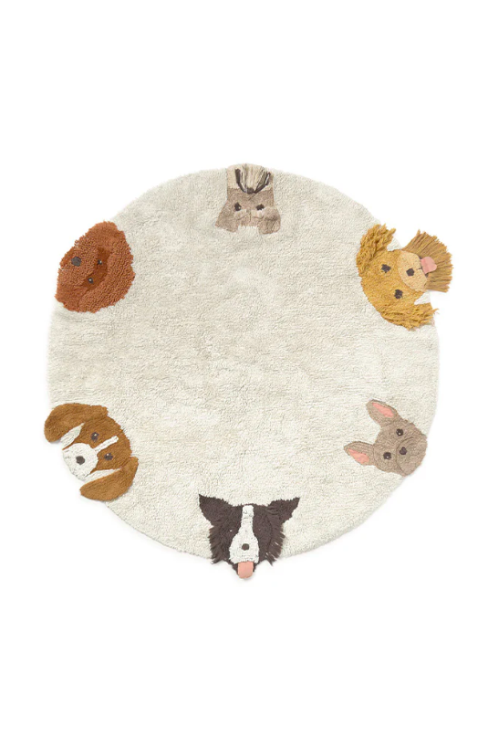 Круглий дитячий килим Dogs від Lorena Canals.
