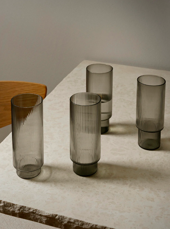 Висока склянка Ripple Tall від Ferm Living (набір 4 шт).