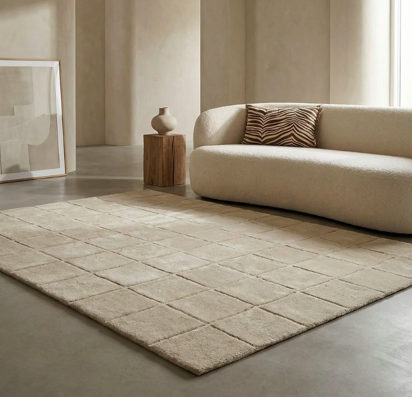 Килим Grid кольору слонової кістки від Classic Collection.