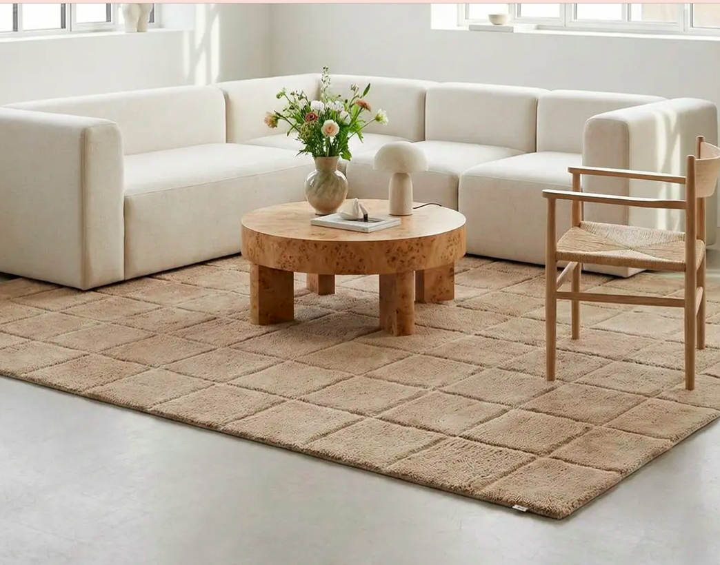 Килим Grid пшеничного кольору від Classic Collection.