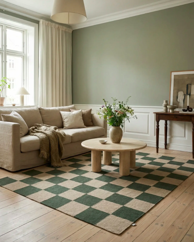 Килим Square колір лісовий-зелений від Classic Collection.