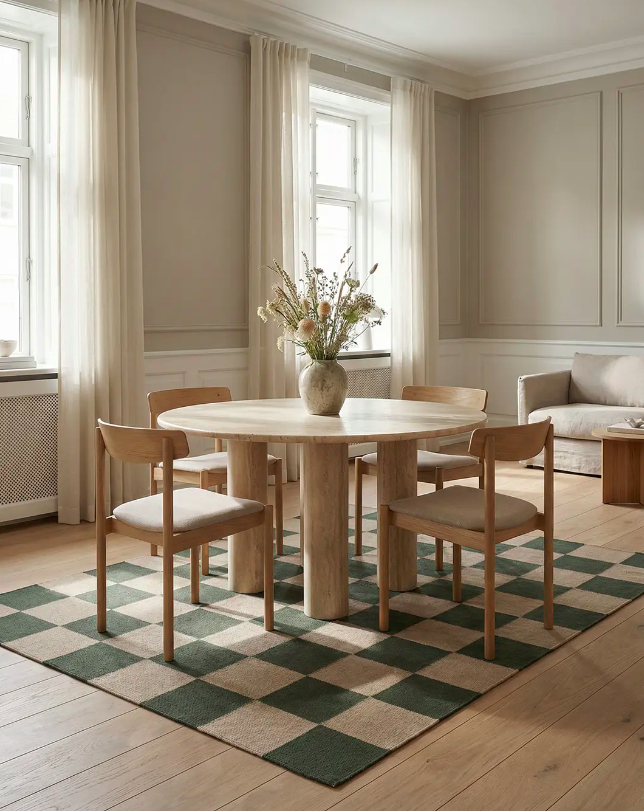 Килим Square колір лісовий-зелений від Classic Collection.