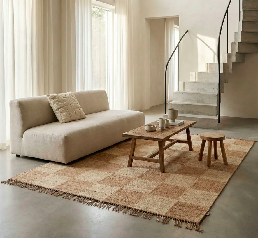 Килим Squares Jute природного кольору від Classic Collection.