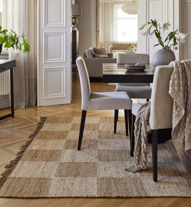 Килим Squares Jute природного кольору від Classic Collection.