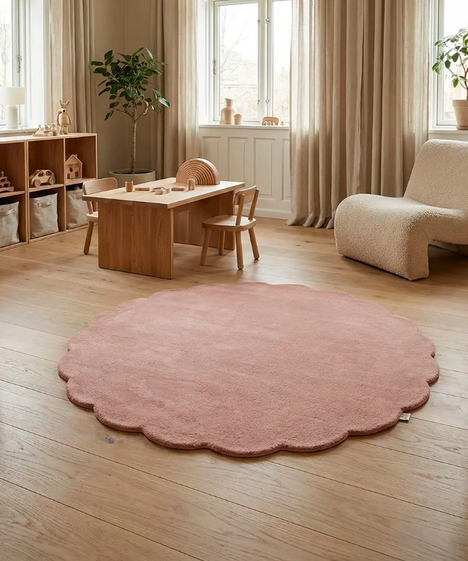 Круглий дитячий килим Shell рожевого кольору від Classic Collection