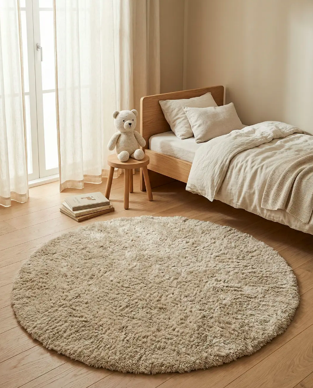 Килим круглої форми Cloudy бежевого кольору від Classic Collection
