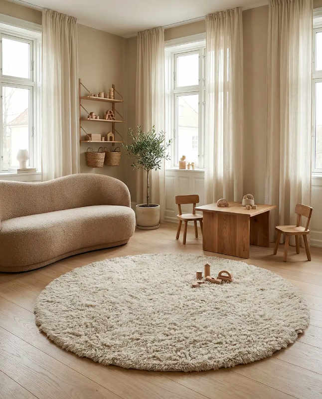 Килим круглої форми Cloudy бежевого кольору від Classic Collection