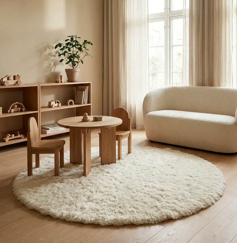 Килим круглої форми Cloudy білого кольору від Classic Collection