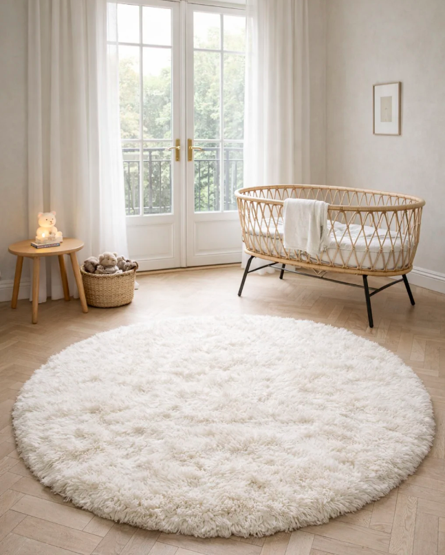 Килим круглої форми Cloudy білого кольору від Classic Collection