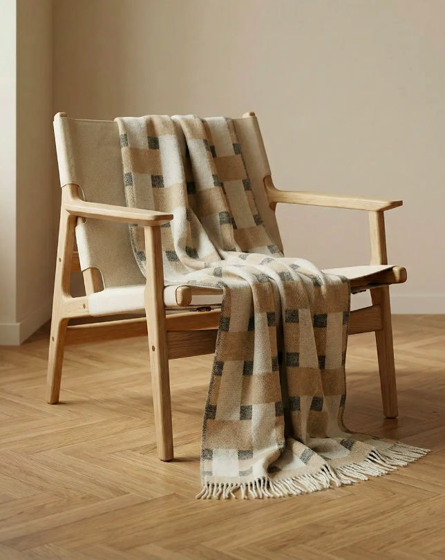 Плед Weave бежевого кольору від Classic Collection