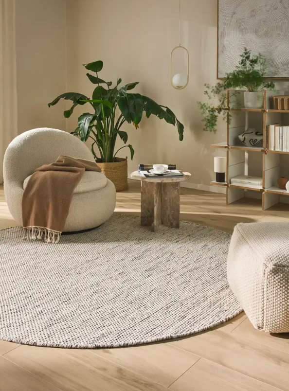 Килим круглої форми Asko колір білий/чорний від Linie Design