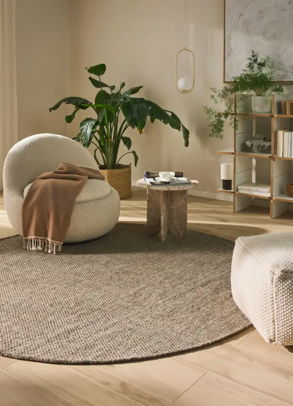Килим круглої форми Asko сіро-коричневого кольору  від Linie Design