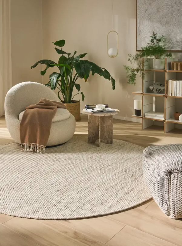 Килим круглої форми Asko кремового кольору  від Linie Design